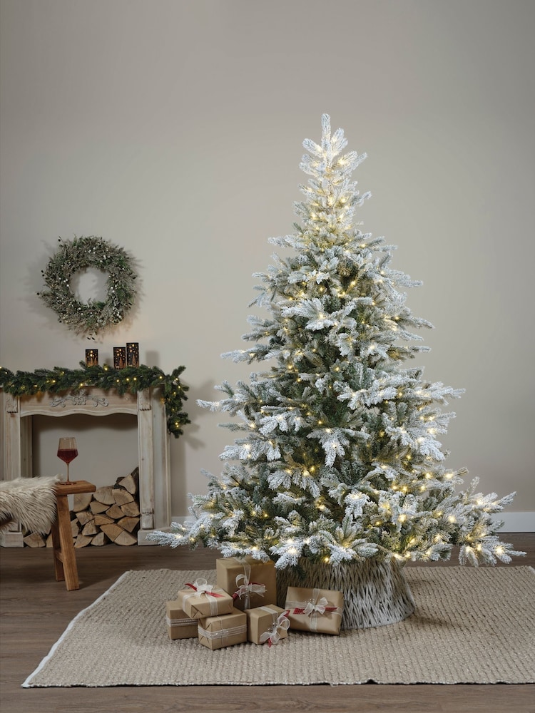 Everlands Green Grandis Fir 7ft Pre Lit Snowy Christmas Tree - Image 1 of 7