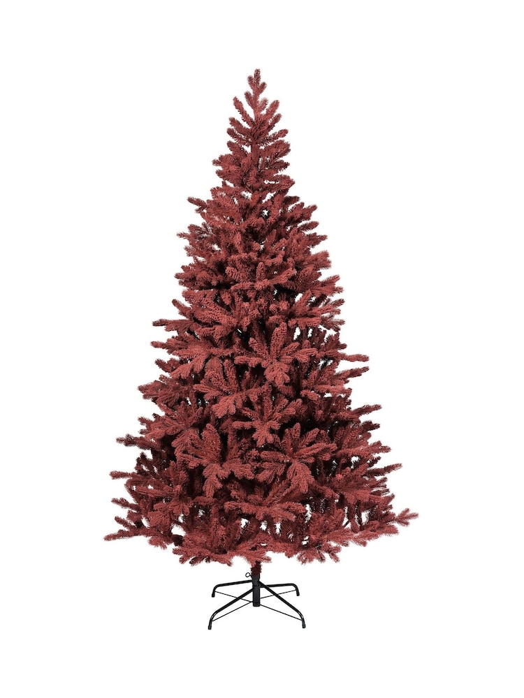 Everlands Burgundy Red Fir Flocked 7ft Christmas Tree - Image 2 of 6