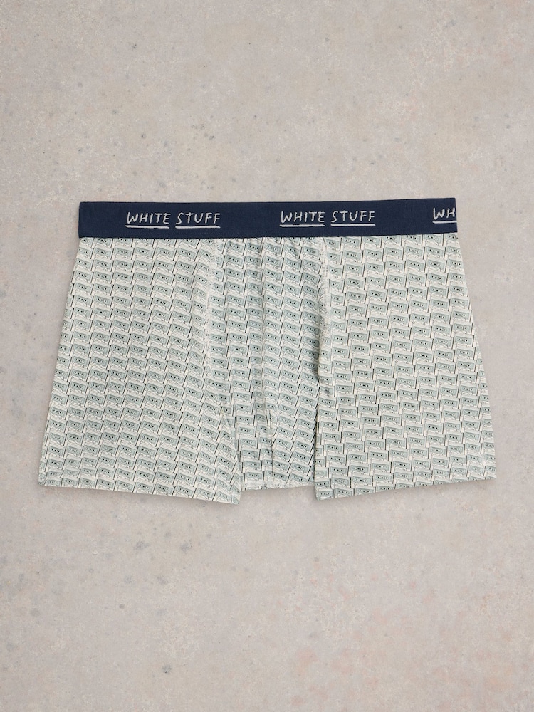 White Stuff Blue Plain & Print Boxers 2 Pack - Image 2 of 3