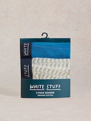 White Stuff Blue Plain & Print Boxers 2 Pack - Image 3 of 3