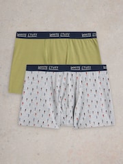 White Stuff Grey Plain & Print Boxers 2 Pack - Image 1 of 3