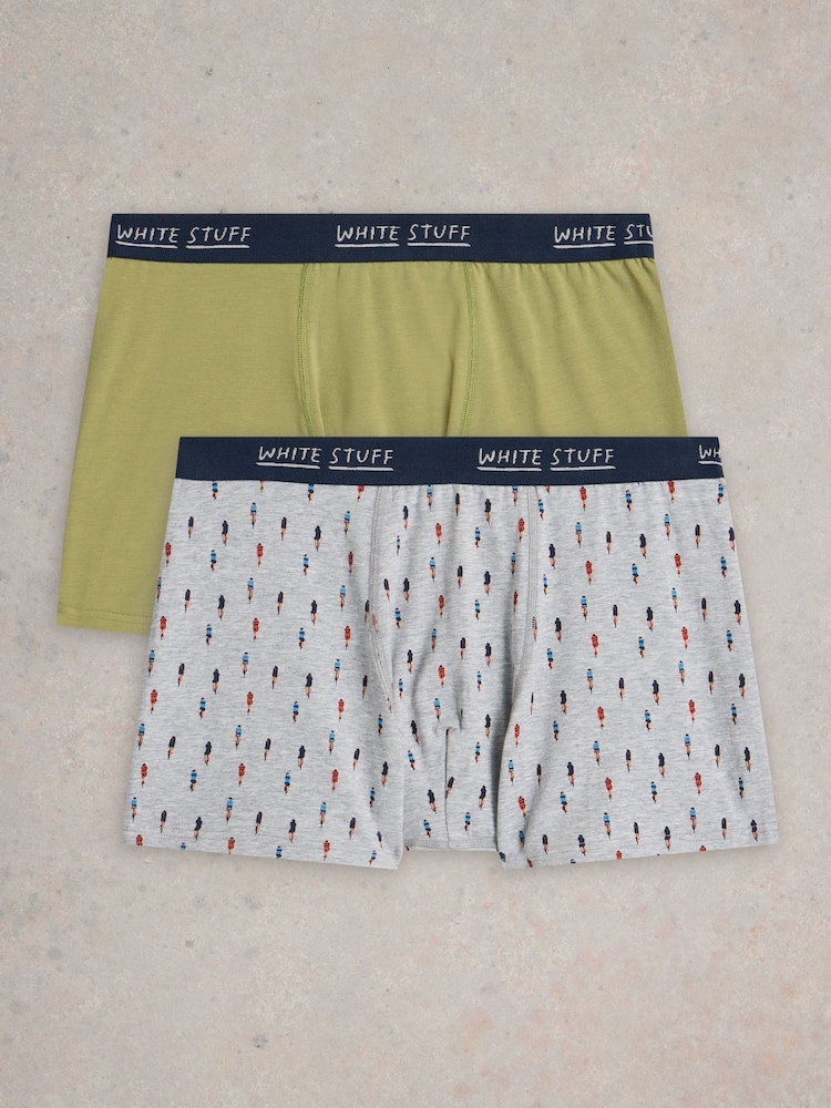 White Stuff Grey Plain & Print Boxers 2 Pack - Image 1 of 3