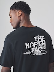 The North Face Black Moutain Sketch Back Print Relaxed 100% Cotton T-Shirt - Image 1 of 5
