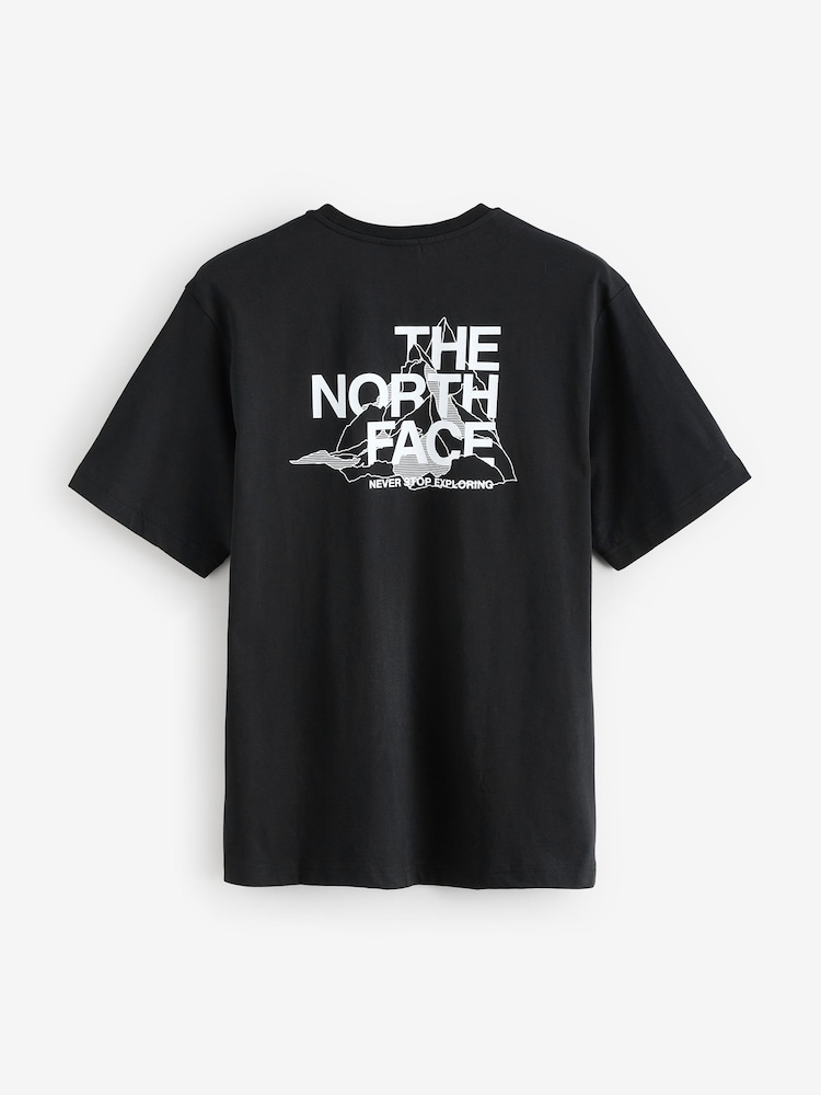 The North Face Black Moutain Sketch Back Print Relaxed 100% Cotton T-Shirt - Image 5 of 5