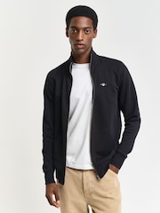 GANT Black GANT Regular-Fit Shield Logo Full Zip Black Sweatshirt - Image 1 of 5