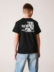 The North Face Black Teen 100% Cotton Mountain Sketch Back Print T-Shirt - Image 1 of 7