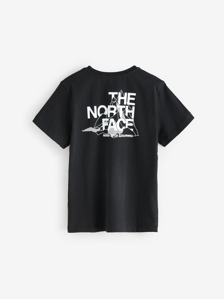 The North Face Black Teen 100% Cotton Mountain Sketch Back Print T-Shirt - Image 7 of 7