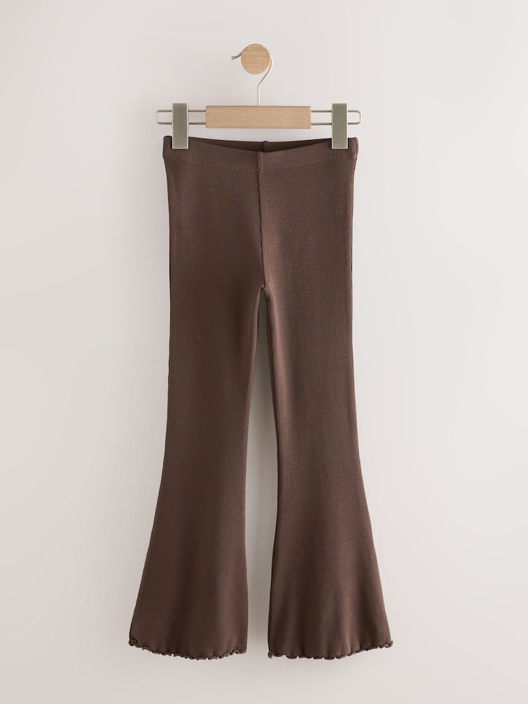 Chocolate Brown 1 Pack Rib Flare Leggings (3-16yrs) - Image 1 of 4 Chocolate Brown 1 Pack Rib Flare Leggings (3-16yrs) - Image 1 of 4