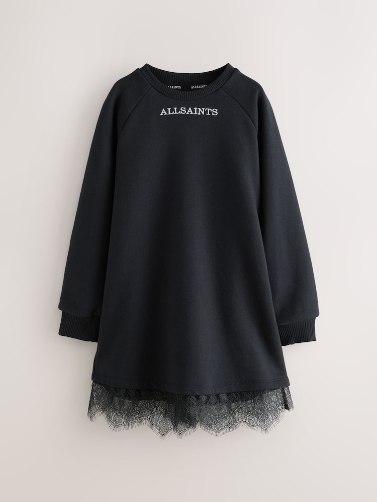 smALLSAINTS Black Lee Lace Sweat Dress - Image 1 of 5 smALLSAINTS Black Lee Lace Sweat Dress - Image 1 of 5