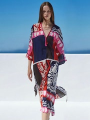 Devotion Twins Blue Corker Mixed Scarf Print 100% Cotton Maxi Dress - Image 2 of 4
