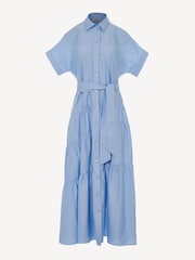 Devotion Twins Blue Ear 100% Cotton Poplin Maxi Shirt Dress - Image 2 of 3