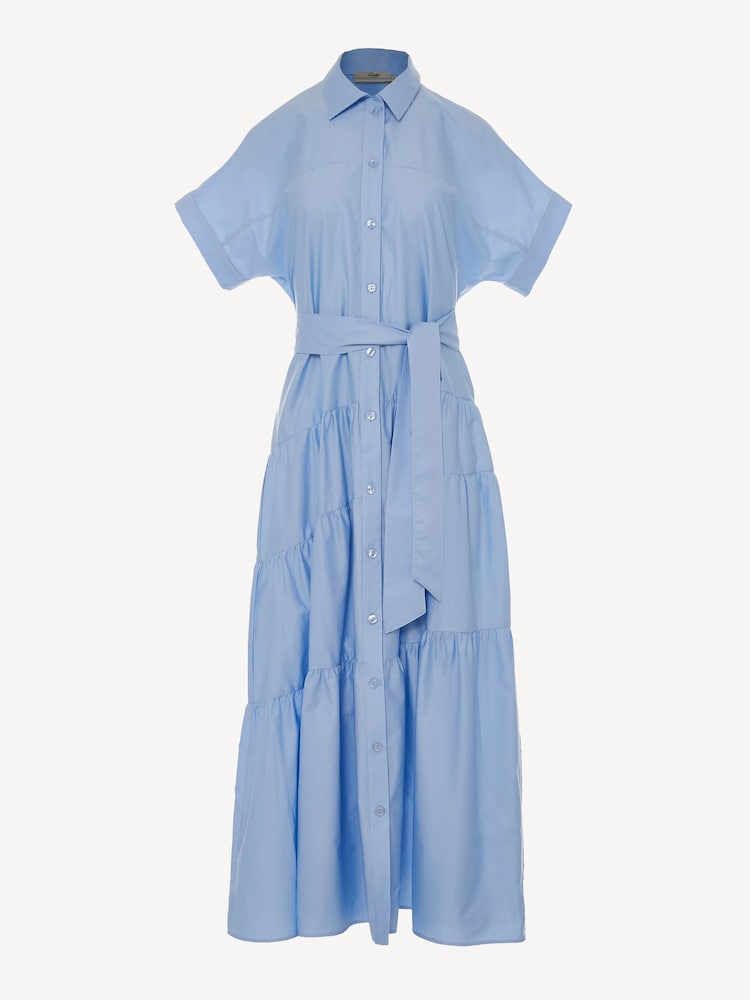 Devotion Twins Blue Ear 100% Cotton Poplin Maxi Shirt Dress - Image 2 of 3