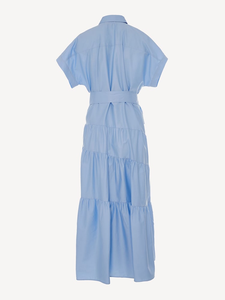 Devotion Twins Blue Ear 100% Cotton Poplin Maxi Shirt Dress - Image 3 of 3