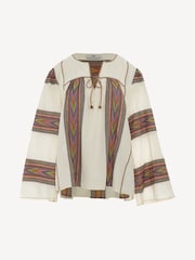 Devotion Twins Cream Symmetry Chevron Stripe 100% Cotton Blouse - Image 1 of 2