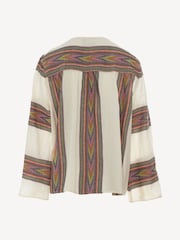 Devotion Twins Cream Symmetry Chevron Stripe 100% Cotton Blouse - Image 2 of 2