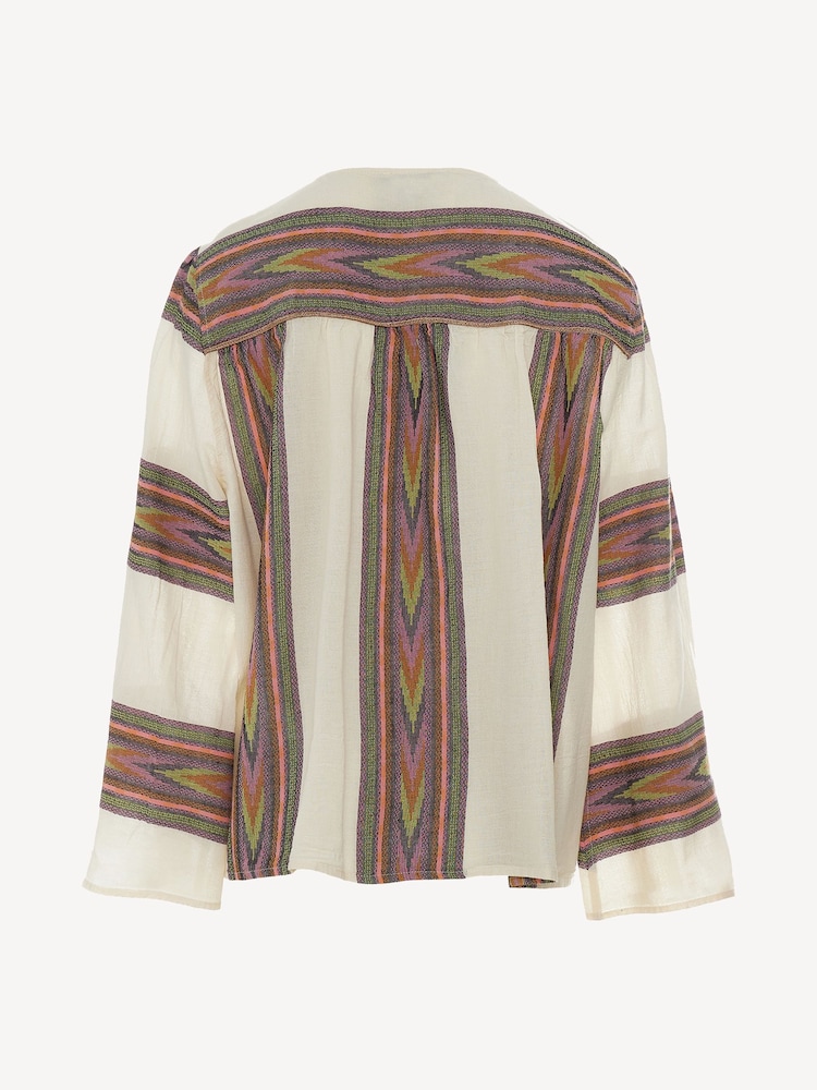 Devotion Twins Cream Symmetry Chevron Stripe 100% Cotton Blouse - Image 2 of 2