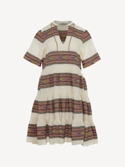 Devotion Twins Cream Harmonia Chevron Stripe 100% Cotton Mini Dress - Image 1 of 1