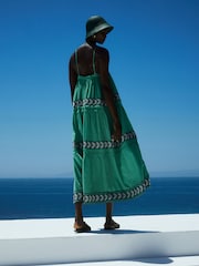 Devotion Twins Green Brilliant 100% Cotton Maxi Dress - Image 2 of 5