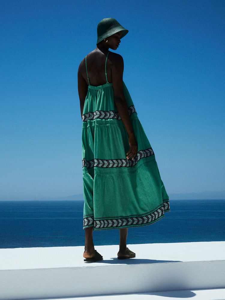 Devotion Twins Green Brilliant 100% Cotton Maxi Dress - Image 2 of 5