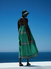 Devotion Twins Green Brilliant 100% Cotton Maxi Dress - Image 3 of 5