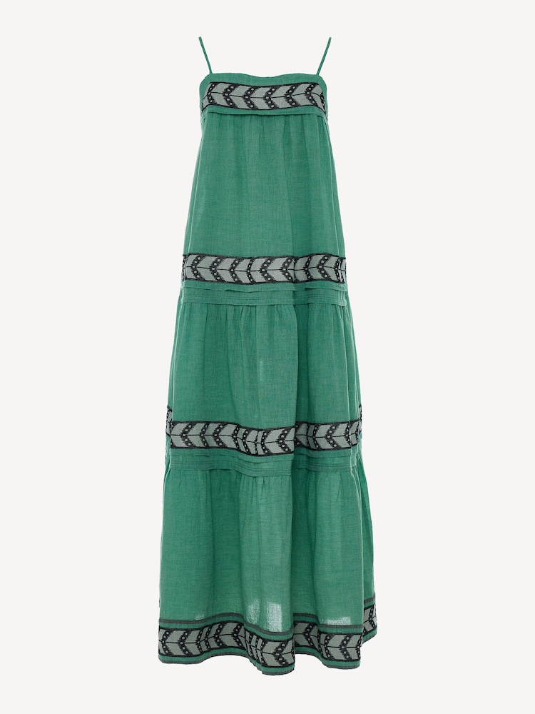 Devotion Twins Green Brilliant 100% Cotton Maxi Dress - Image 4 of 5