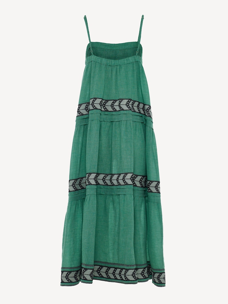 Devotion Twins Green Brilliant 100% Cotton Maxi Dress - Image 5 of 5