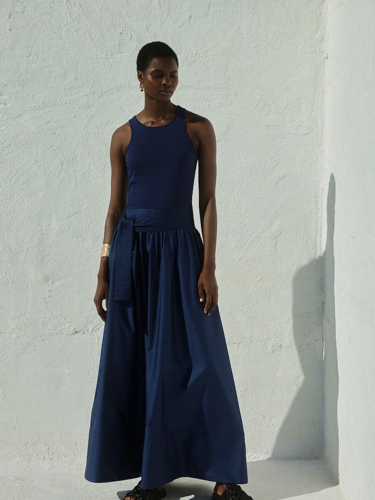 Devotion Twins Blue Lively 100% Cotton Poplin And Jersey Dress - Image 1 of 3