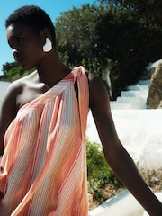 Devotion Twins Orange Delphi One Shoulder 100% Cotton Maxi Dress - Image 2 of 4