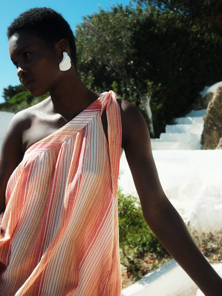 Devotion Twins Orange Delphi One Shoulder Maxi Dress - Image 2 of 4 Devotion Twins Orange Delphi One Shoulder Maxi Dress - Image 2 of 4