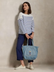 Polo Ralph Lauren Blue Cotton Bear Print Tote Bag - Image 2 of 6