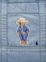 Polo Ralph Lauren Blue Cotton Bear Print Tote Bag - Image 6 of 6