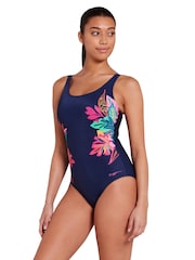 Zoggs Blue Adjustable Kuringai Scoopback Tummy Control Swimsuit - Image 3 of 8