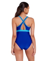 Zoggs Blue Dakota Crossback Swimsuit - Image 3 of 7