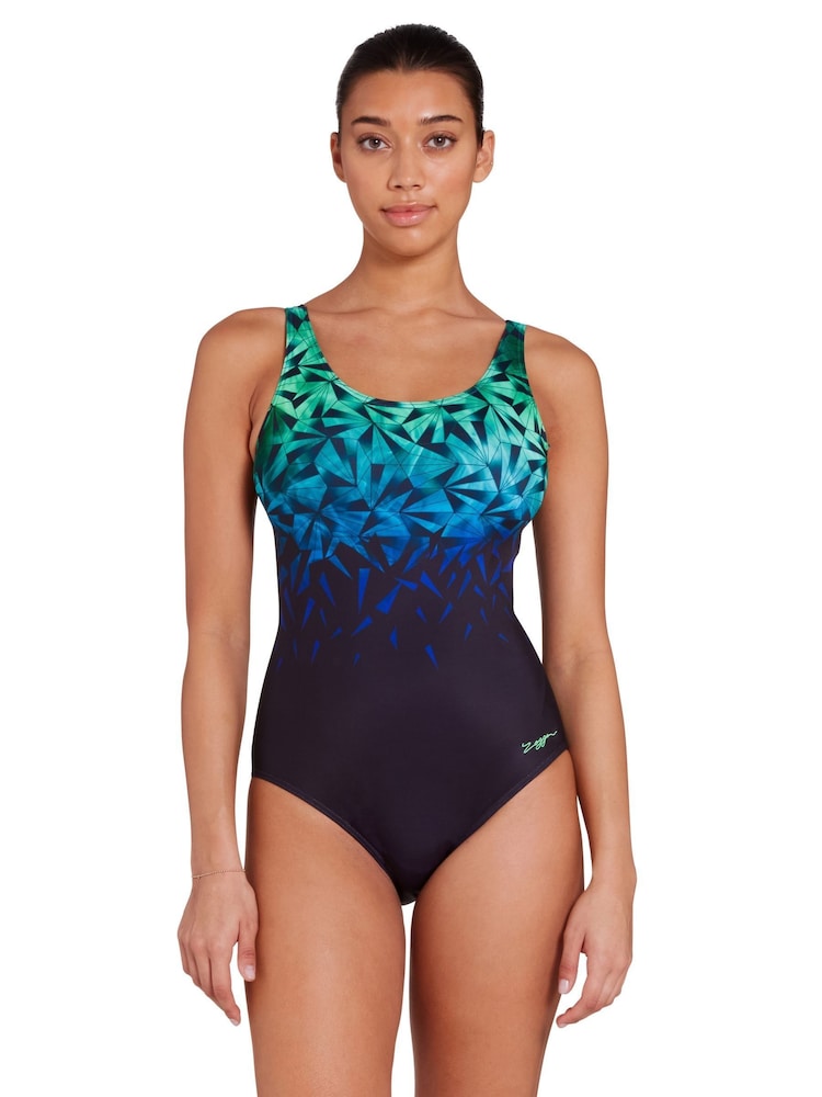 Zoggs Adjustable Scoopback Tummy Control Black Swimsuit - Image 5 of 9