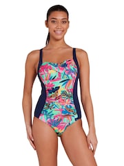 Zoggs Blue Ruched Front Classicback Swimsuit - Image 3 of 7