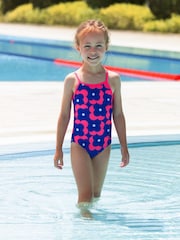 Zoggs Girls Pink Tex Back Swimsuit - Image 1 of 6