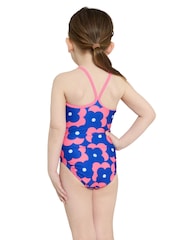 Zoggs Girls Pink Tex Back Swimsuit - Image 3 of 6