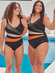 Zoggs Wrap Panel Classic Back Dream Black Swimsuit - Image 1 of 8