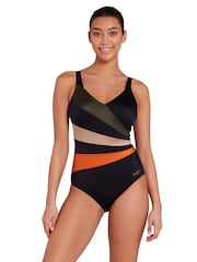 Zoggs Wrap Panel Classic Back Dream Black Swimsuit - Image 3 of 8