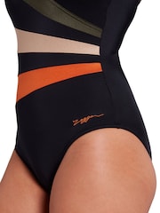 Zoggs Wrap Panel Classic Back Dream Black Swimsuit - Image 4 of 8