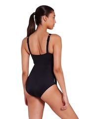 Zoggs Wrap Panel Classic Back Dream Black Swimsuit - Image 6 of 8