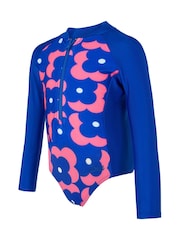 Zoggs Girls Blue Swimsuit - Image 5 of 6