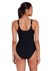 Zoggs Adjustable Scoopback Tummy Control Black Swimsuit - Image 2 of 7