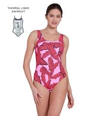Zoggs Pink Awaken Thermal Silver Lined Scoopback Swimsuit - Image 2 of 9