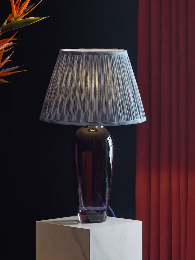 Navy Blue Geo Pleated Lamp Shade - Image 2 of 6 Navy Blue Geo Pleated Lamp Shade - Image 2 of 6