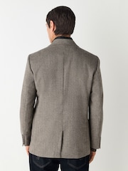 Taupe Regular Fit Herringbone Wool Rich Hybrid Blazer With Internal Gilet - Image 2 of 10