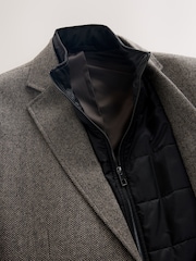 Taupe Regular Fit Herringbone Wool Rich Hybrid Blazer With Internal Gilet - Image 8 of 10