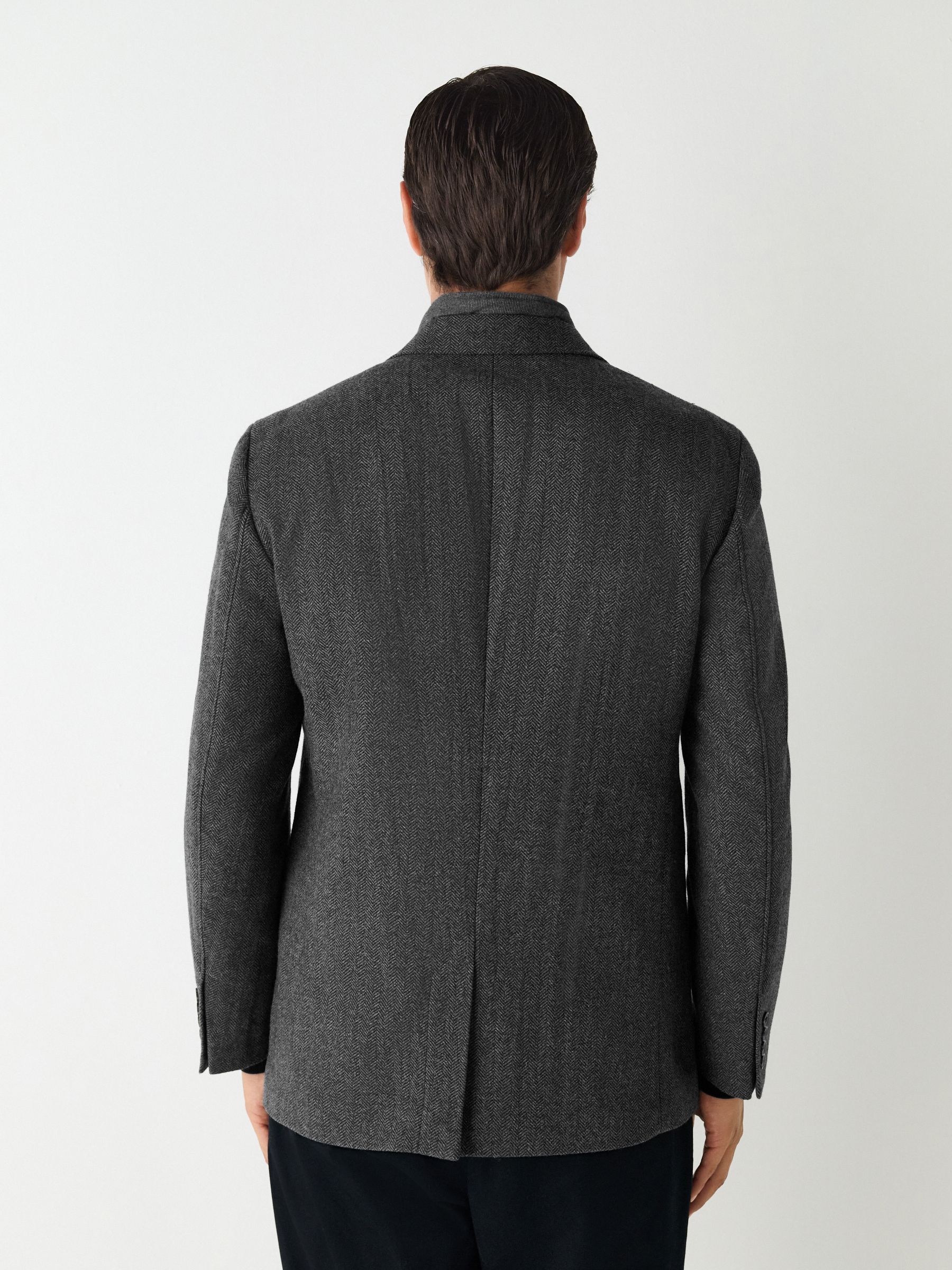Buy Grey Regular Fit Herringbone Wool Rich Hybrid Blazer With