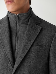 Grey Regular Fit Herringbone Wool Rich Hybrid Blazer With Internal Gilet - Image 4 of 4