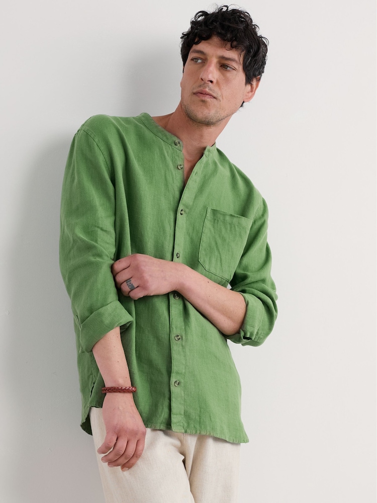 Seasalt Cornwall Green Mens Porlock 100% Linen Shirt - Image 1 of 5